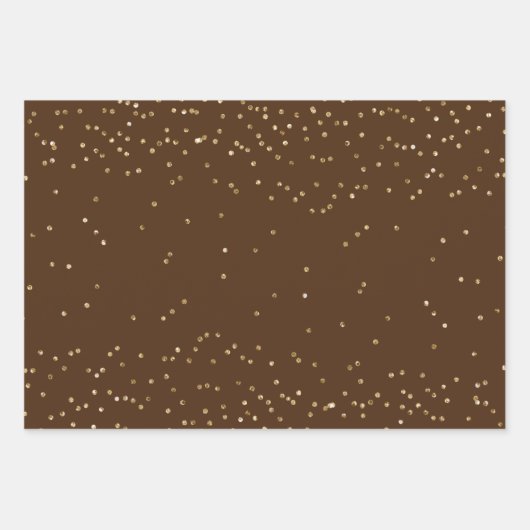 Chocolate Brown Gold Glam Confetti Inpakpapier Vel (Voorkant 3)