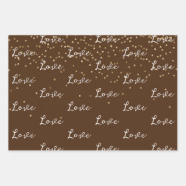 Chocolate Brown Gold Glam Confetti Inpakpapier Vel