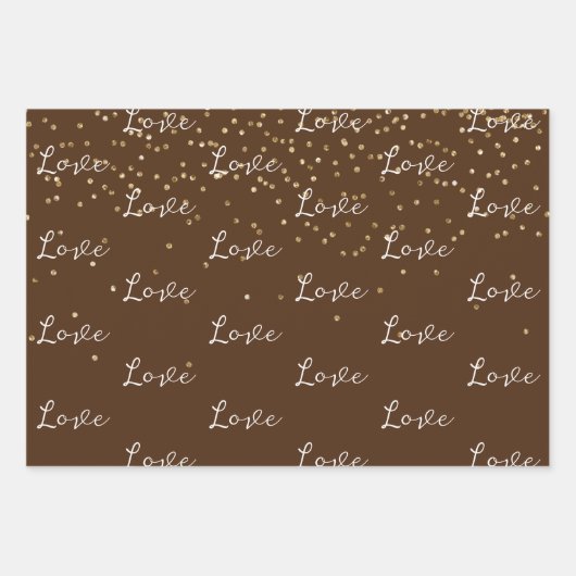 Chocolate Brown Gold Glam Confetti Inpakpapier Vel (Voorkant)
