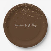 Chocolate Brown Gold Glam Confetti Papieren Bordje (Voorkant)