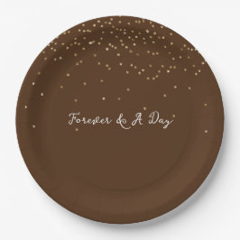 Chocolate Brown Gold Glam Confetti Papieren Bordje