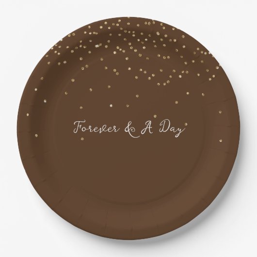Chocolate Brown Gold Glam Confetti Papieren Bordje (Voorkant)