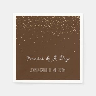 Chocolate Brown Gold Glam Confetti Servet