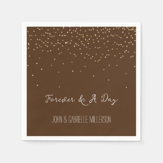 Chocolate Brown Gold Glam Confetti Servet (Voorkant)