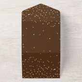 Chocolate Brown Gold Glam Confetti Wedding All In One Uitnodiging (Buitenkant)