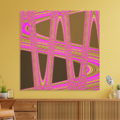 Chocolate Brown Hot Pink Modern Abstracte golf Canvas Afdruk (Insitu (Woonkamer))