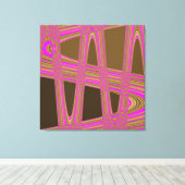 Chocolate Brown Hot Pink Modern Abstracte golf Canvas Afdruk (Insitu (Houten vloer))