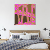 Chocolate Brown Hot Pink Modern Abstracte golf Canvas Afdruk (Insitu (Slaapkamer))
