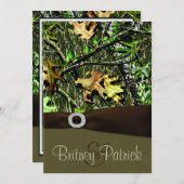 Chocolate Brown Hunting Camo Wedding Invitations Kaart (Voorkant / Achterkant)