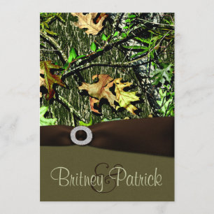 Chocolate Brown Hunting Camo Wedding Invitations Kaart