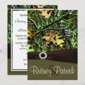 Chocolate Brown Hunting Camo Wedding Invitations Kaart (Voorkant / Achterkant)