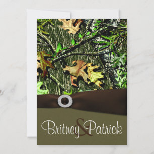 Chocolate Brown Hunting Camo Wedding Invitations Kaart