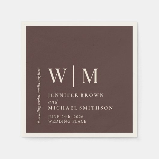 Chocolate Brown & Ivory Formal Event Suite Wedding Servet (Voorkant)