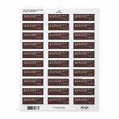Chocolate Brown Ivory Minimalistic Wedding Etiket (Full Sheet)