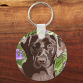 Chocolate Brown Labrador against Bluebells Sleutelhanger (Achterkant)