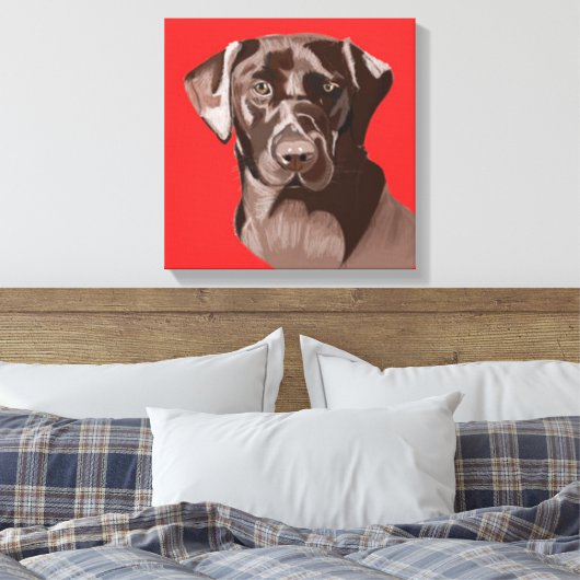 Chocolate Brown Labrador Canvas Afdruk (Insitu (Slaapkamer))