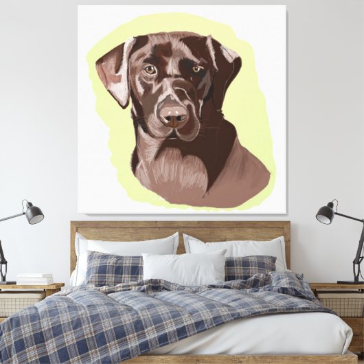 Chocolate Brown Labrador Canvas Afdruk (Insitu (Slaapkamer))