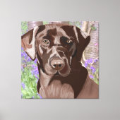 Chocolate Brown Labrador in een Bluebell Wood Canvas Afdruk (Voorkant)