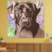 Chocolate Brown Labrador in een Bluebell Wood Canvas Afdruk (Insitu (Woonkamer))