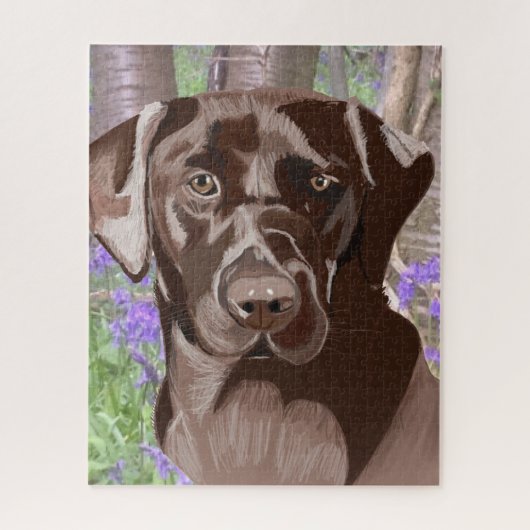 Chocolate Brown Labrador in een Bluebell Wood Legpuzzel (Verticaal)