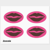 Chocolate Brown Lipstick Print Roze ovale Sticker (Vel)
