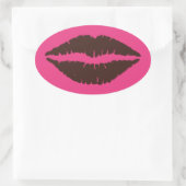 Chocolate Brown Lipstick Print Roze ovale Sticker (Tas)