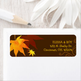 Chocolate Brown Maple Leaf Wedding Return Address Etiket