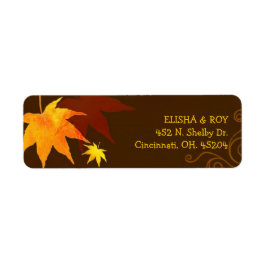 Chocolate Brown Maple Leaf Wedding Return Address Etiket