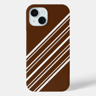 Chocolate Brown met witte strepen iPhone 15 Case