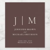 Chocolate Brown Minimalistic Suite Wedding Wijn Etiket (Enkel label)