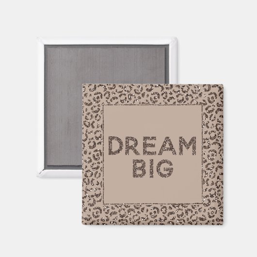 Chocolate Brown Mocha Cream Leopard Glitter Dream Magneet (Voorkant / Achterkant)