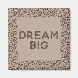Chocolate Brown Mocha Cream Leopard Glitter Dream Magneet