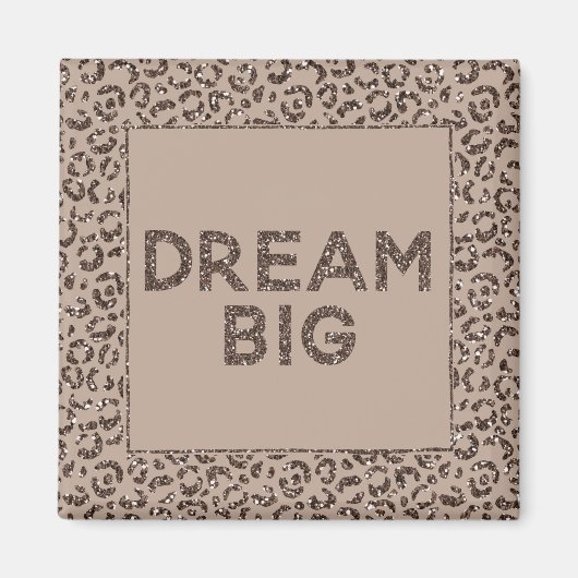 Chocolate Brown Mocha Cream Leopard Glitter Dream Magneet (Voorkant)