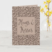 Chocolate Brown Mocha Cream Leopard Glitter Kisses Kaart (Gele Bloem)