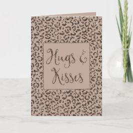 Chocolate Brown Mocha Cream Leopard Glitter Kisses Kaart