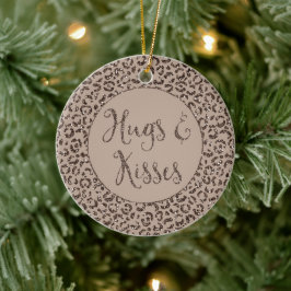 Chocolate Brown Mocha Cream Leopard Glitter Kisses Keramisch Ornament