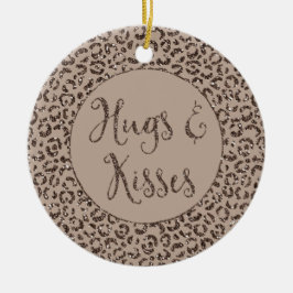 Chocolate Brown Mocha Cream Leopard Glitter Kisses Keramisch Ornament