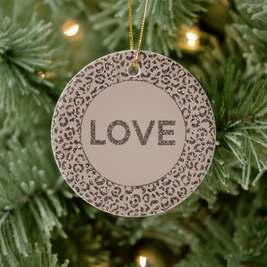 Chocolate Brown Mocha Cream Leopard Glitter Love Keramisch Ornament (Boom)
