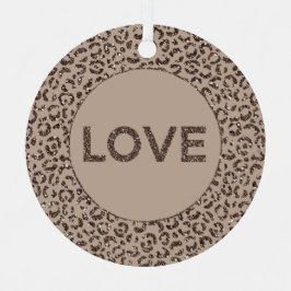 Chocolate Brown Mocha Cream Leopard Glitter Love Keramisch Ornament