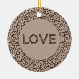 Chocolate Brown Mocha Cream Leopard Glitter Love Keramisch Ornament