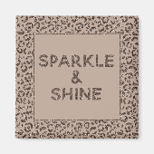 Chocolate Brown Mocha Cream Leopard Glitter Magneet (Voorkant)