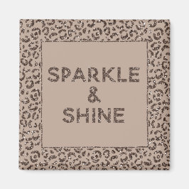 Chocolate Brown Mocha Cream Leopard Glitter Magneet