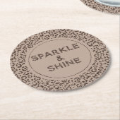 Chocolate Brown Mocha Cream Leopard Glitter Shine Ronde Kartonnen Onderzetter (Gebogen)