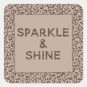 Chocolate Brown Mocha Cream Leopard Glitter Shine Vierkante Sticker