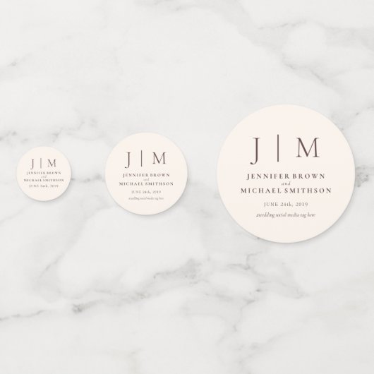 Chocolate Brown Monogram Classic Wedding Confetti (Achterkanten)