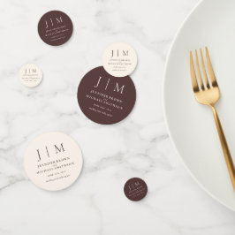 Chocolate Brown Monogram Classic Wedding Confetti