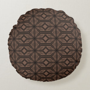 Chocolate Brown Mosaic Cotton Round Sierkussen Rond Kussen