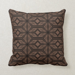 Chocolate Brown Mosaic Cotton Sierkussen 16x16