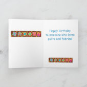Chocolate Brown Patchwork Quilt Art Happy Birthday Kaart (Binnen)