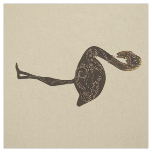 Chocolate Brown Patterned Flamingo Stof (Swatch)